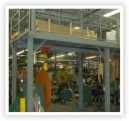 Coil Gantry for loading coils with storage platform above and access ladder